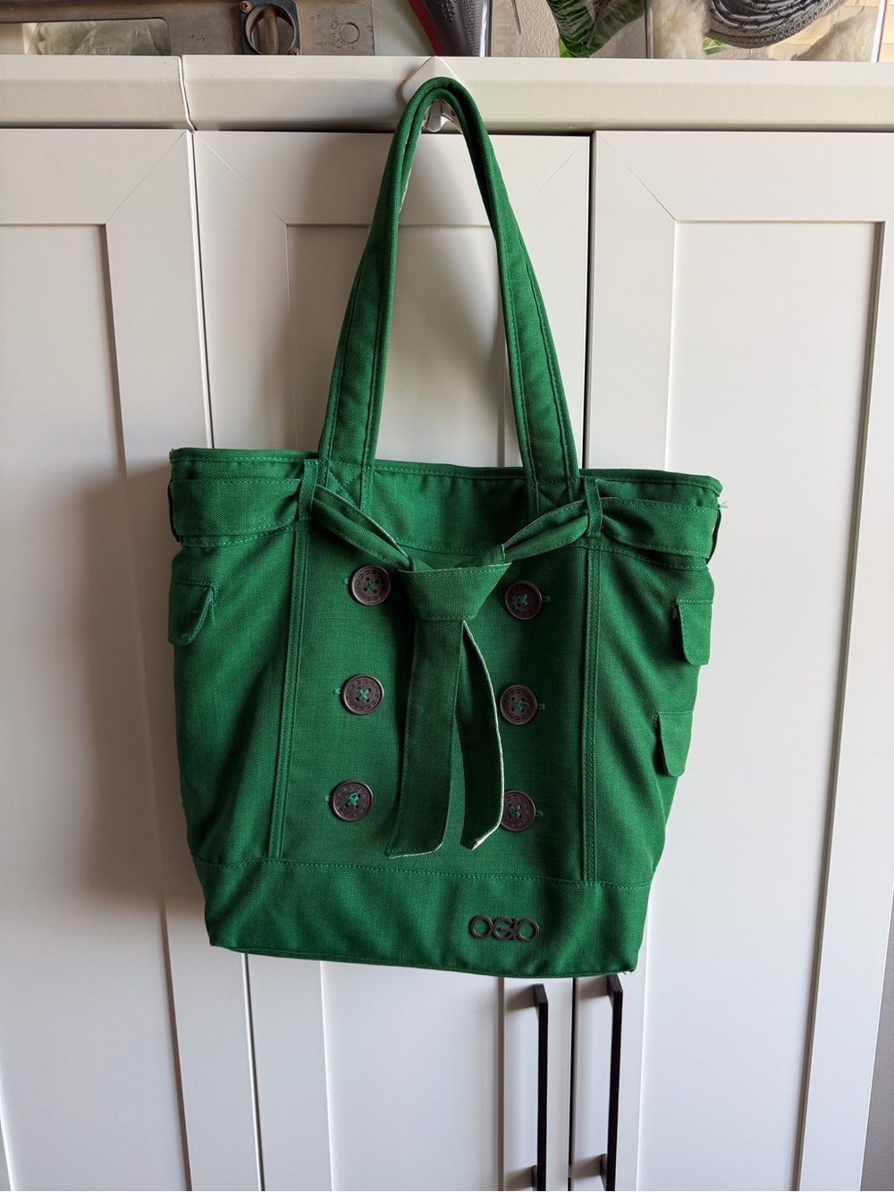 OGIO Green Canvas Tote Bag with Button Detail